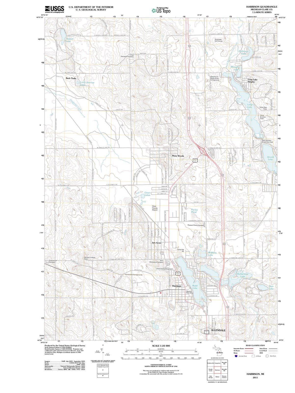 2011 Harrison, MI - Michigan - USGS Topographic Map