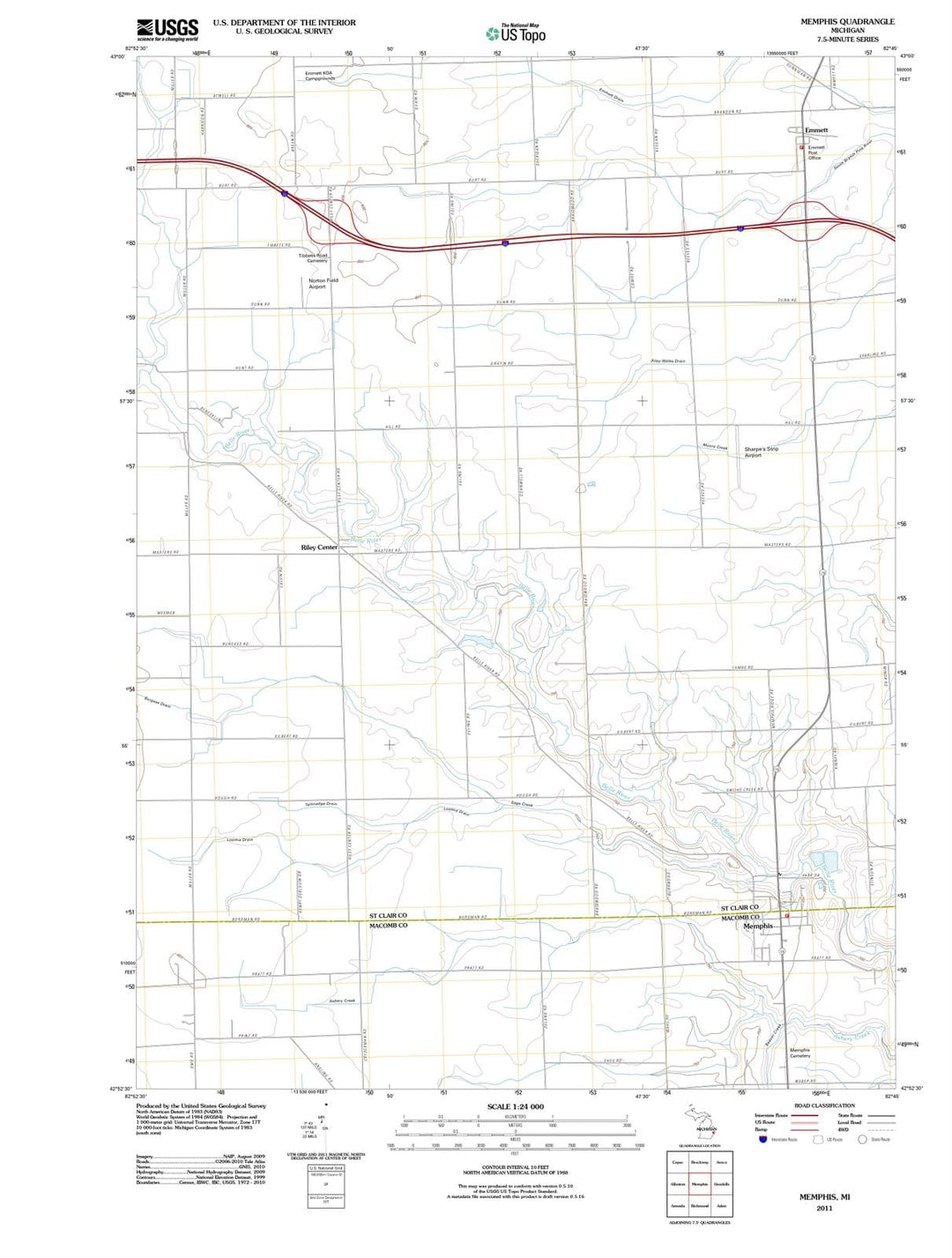 2011 Memphis, MI - Michigan - USGS Topographic Map