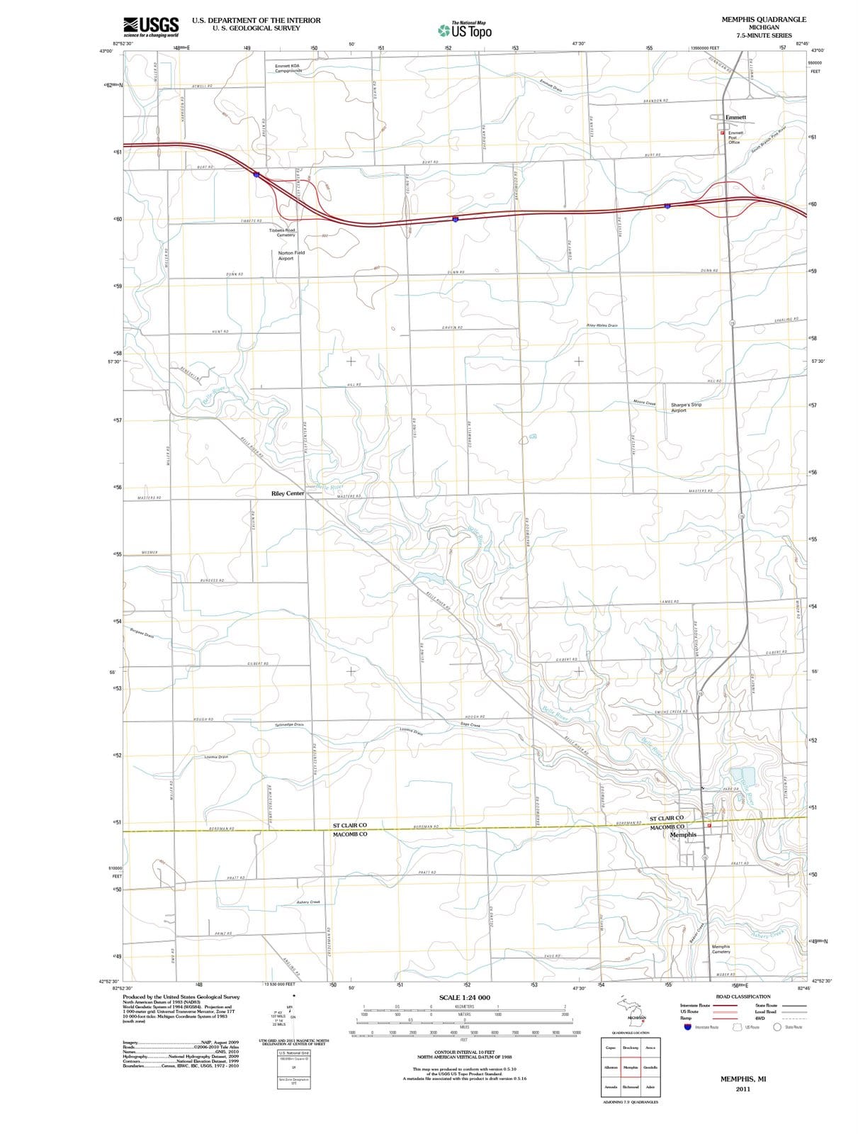 2011 Memphis, MI - Michigan - USGS Topographic Map