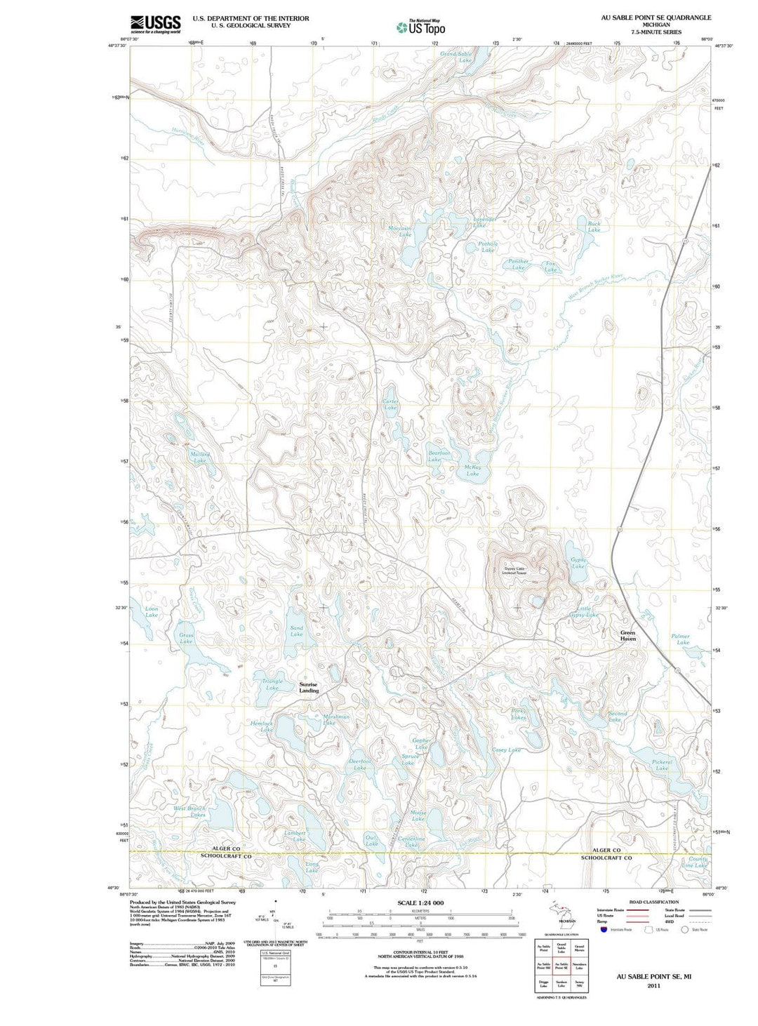 2011 Au Sable Point, MI - Michigan - USGS Topographic Map v2