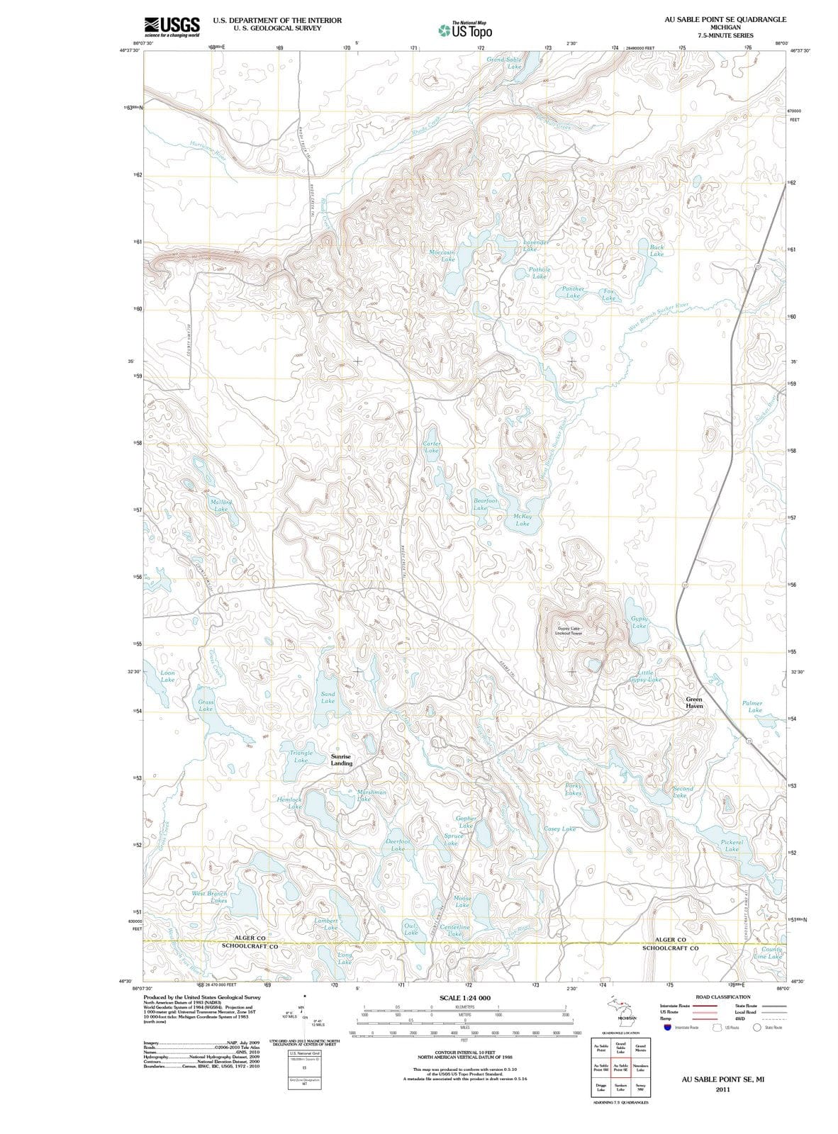 2011 Au Sable Point, MI - Michigan - USGS Topographic Map v2