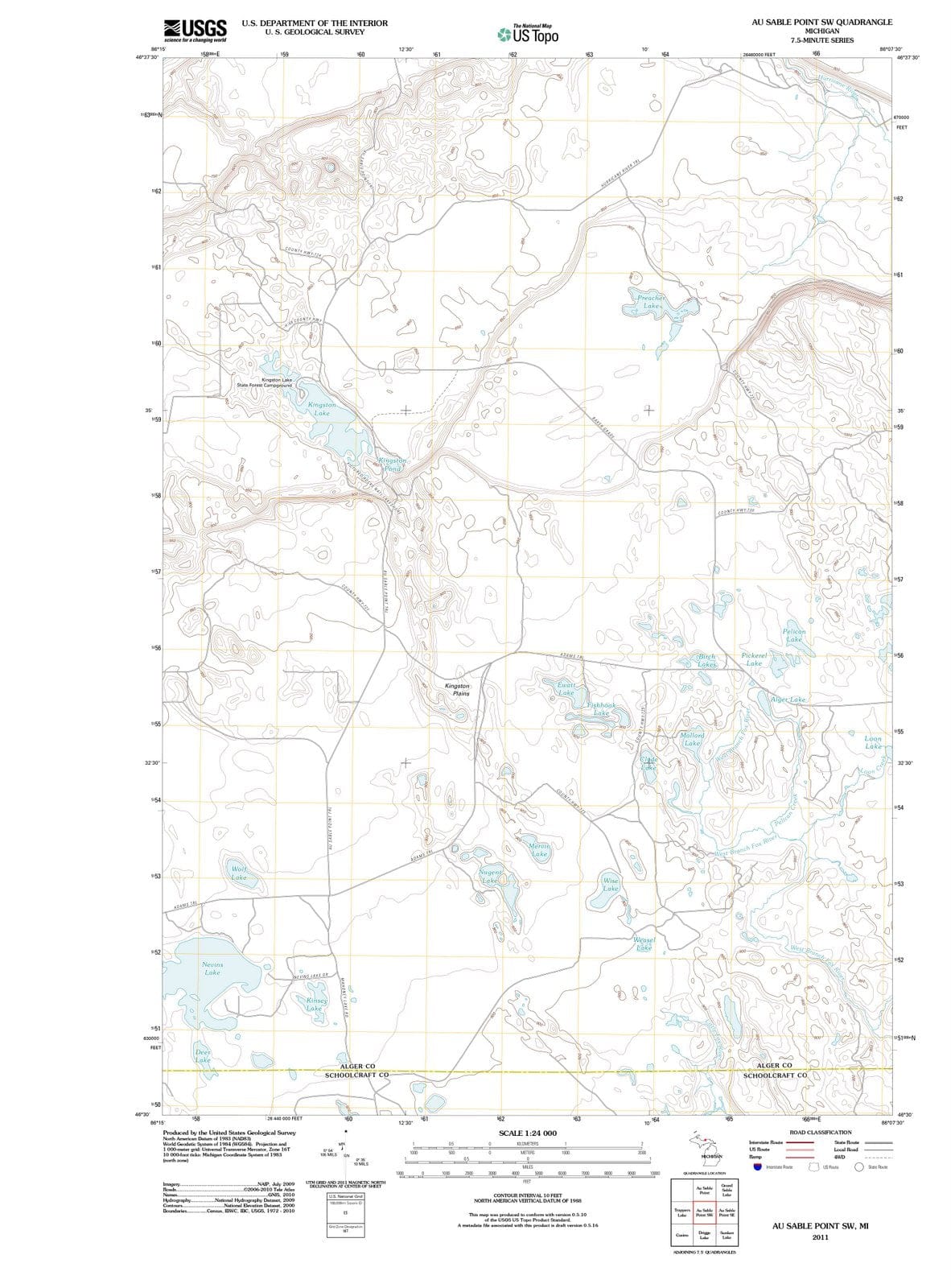 2011 Au Sable Point, MI - Michigan - USGS Topographic Map v3