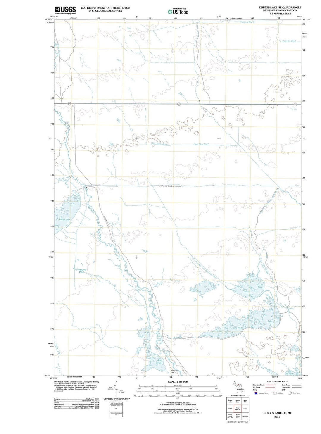2011 Driggs Lake, MI - Michigan - USGS Topographic Map v2