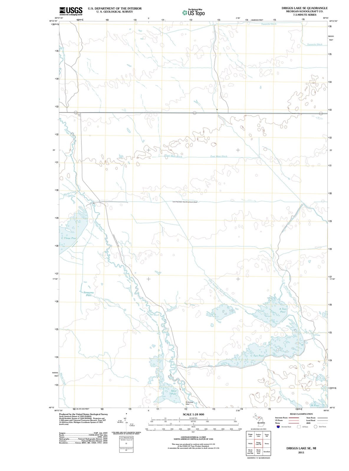 2011 Driggs Lake, MI - Michigan - USGS Topographic Map v2