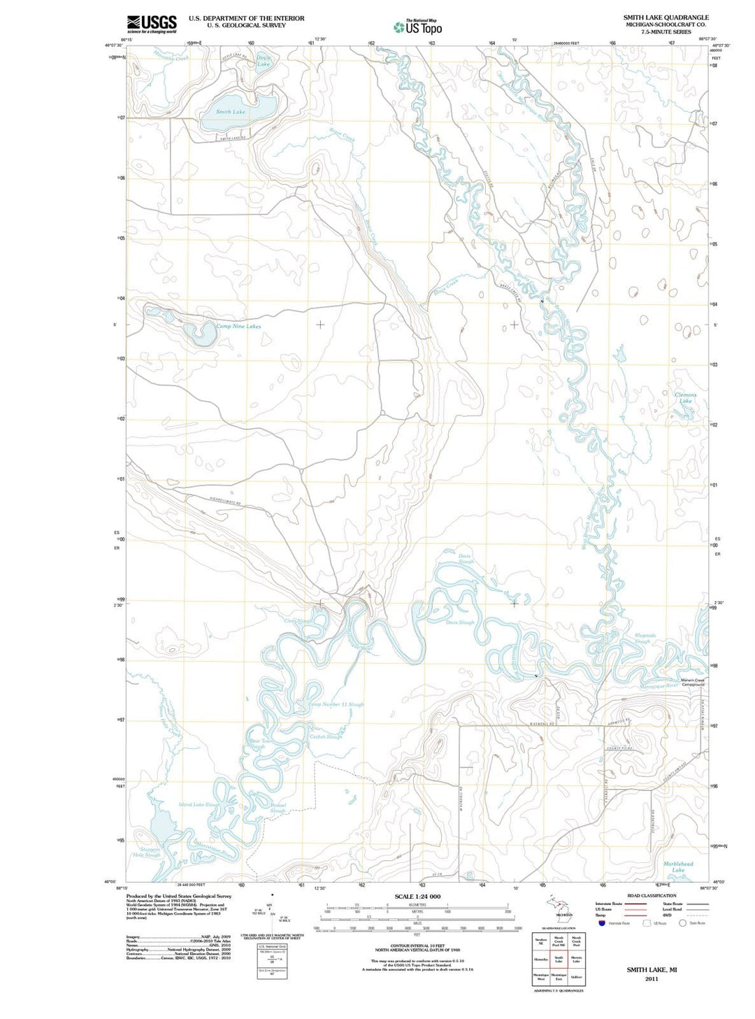 2011 Smith Lake, MI - Michigan - USGS Topographic Map