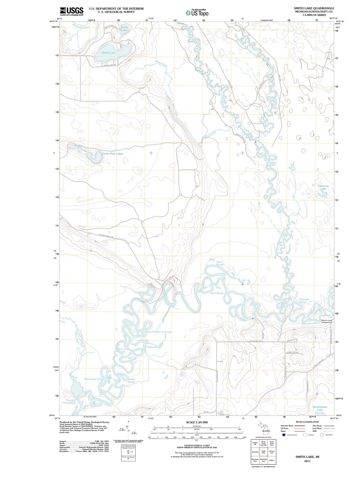2011 Smith Lake, MI - Michigan - USGS Topographic Map