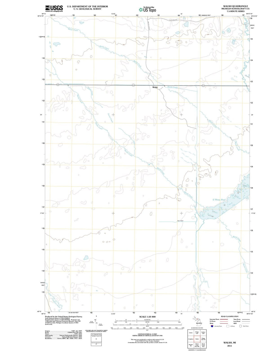 2011 Walsh, MI - Michigan - USGS Topographic Map