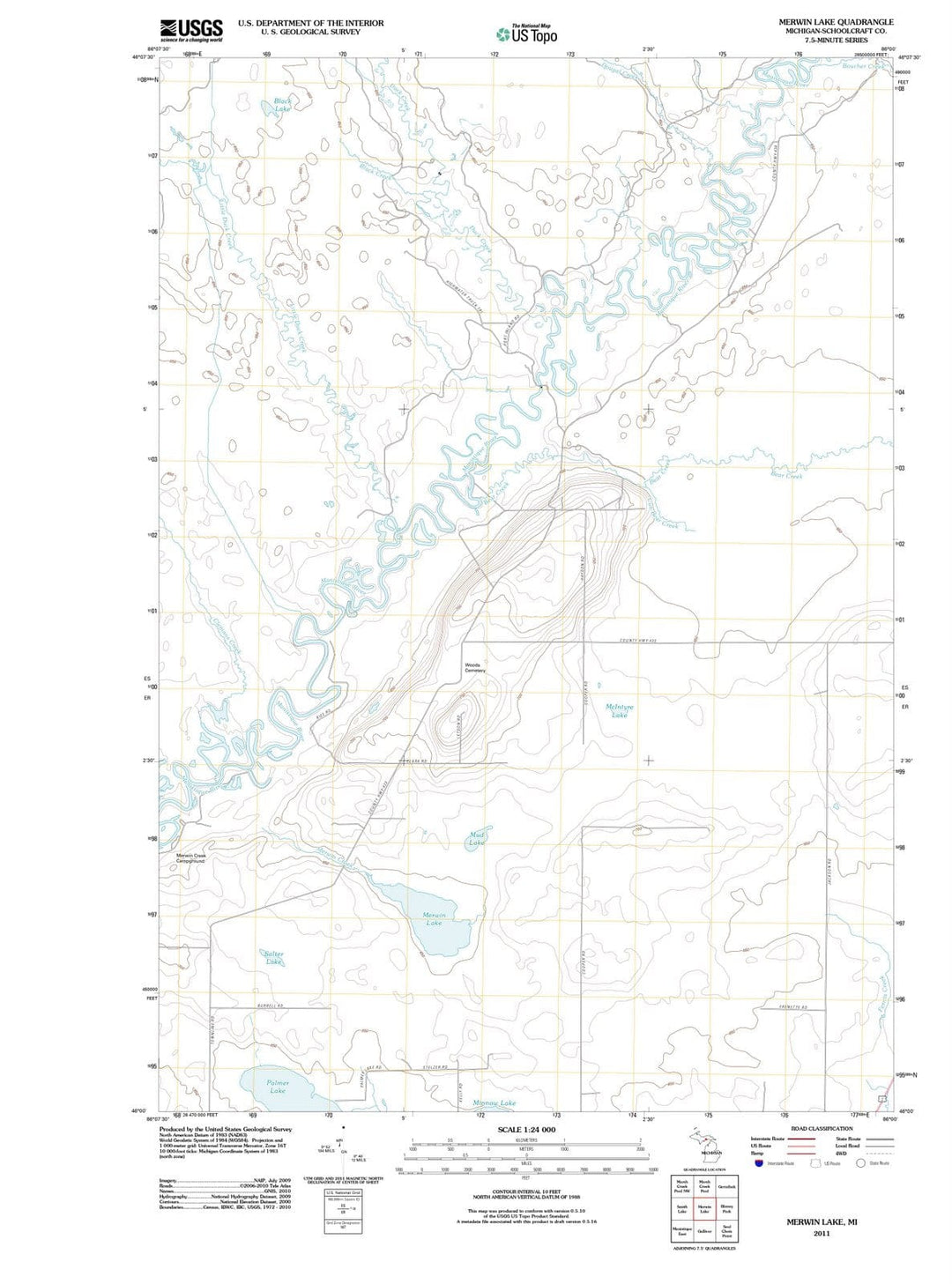 2011 Merwin Lake, MI - Michigan - USGS Topographic Map