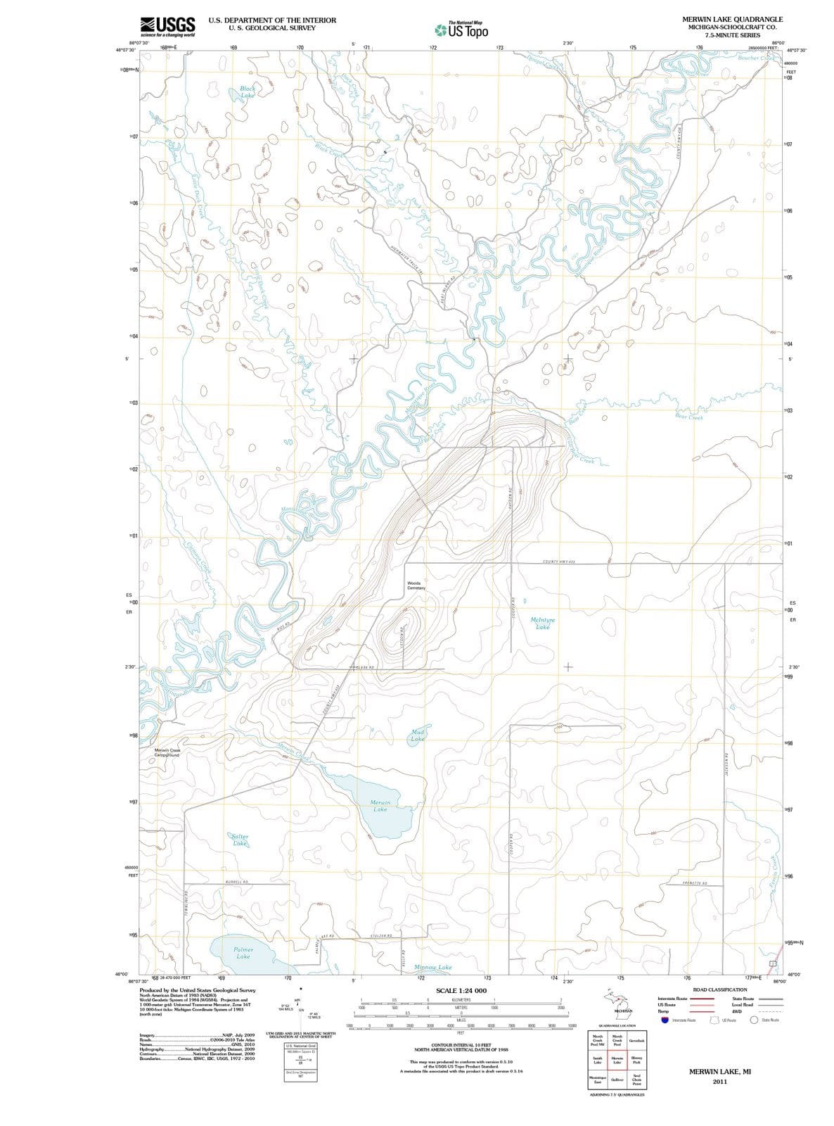 2011 Merwin Lake, MI - Michigan - USGS Topographic Map