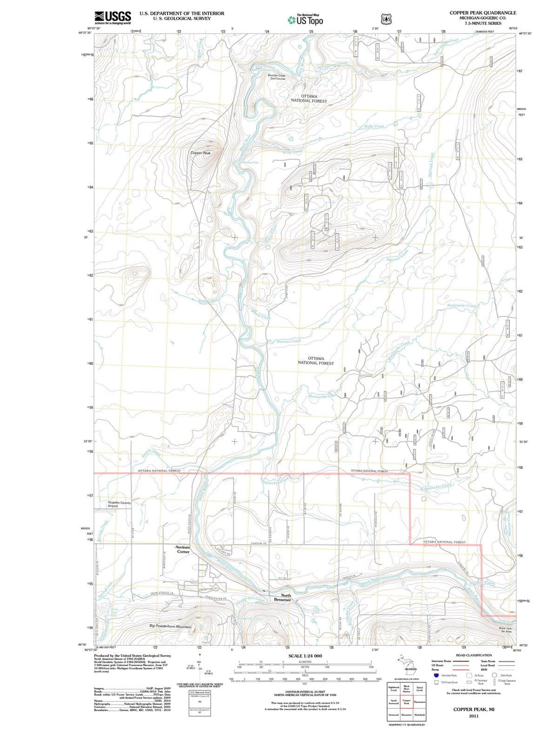 2011 Copper Peak, MI - Michigan - USGS Topographic Map