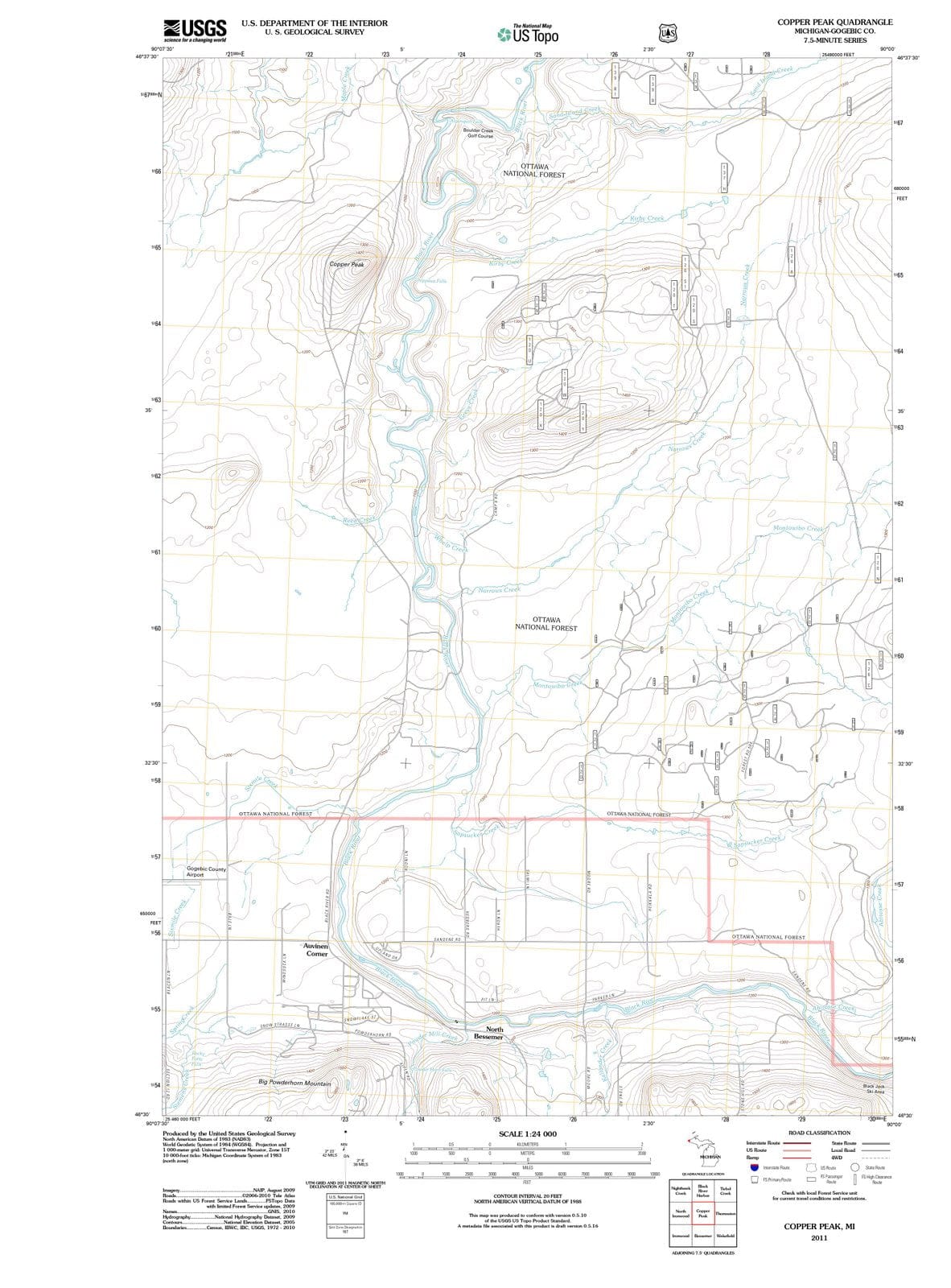 2011 Copper Peak, MI - Michigan - USGS Topographic Map