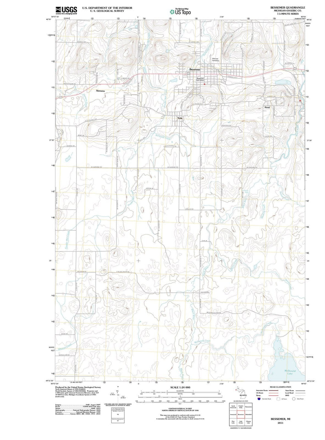 2011 Bessemer, MI - Michigan - USGS Topographic Map