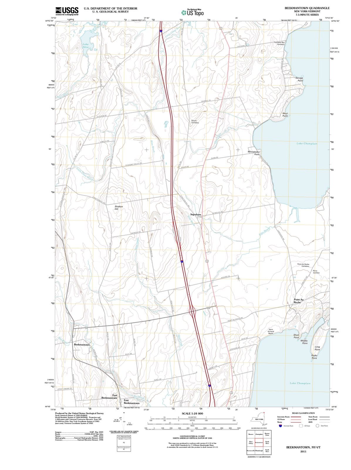 2011 Beekmantown, NY - New York - USGS Topographic Map