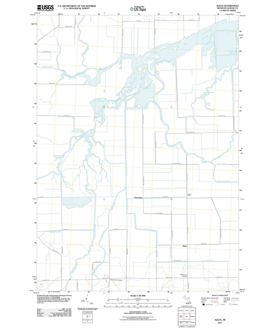 2011 Alicia, MI - Michigan - USGS Topographic Map