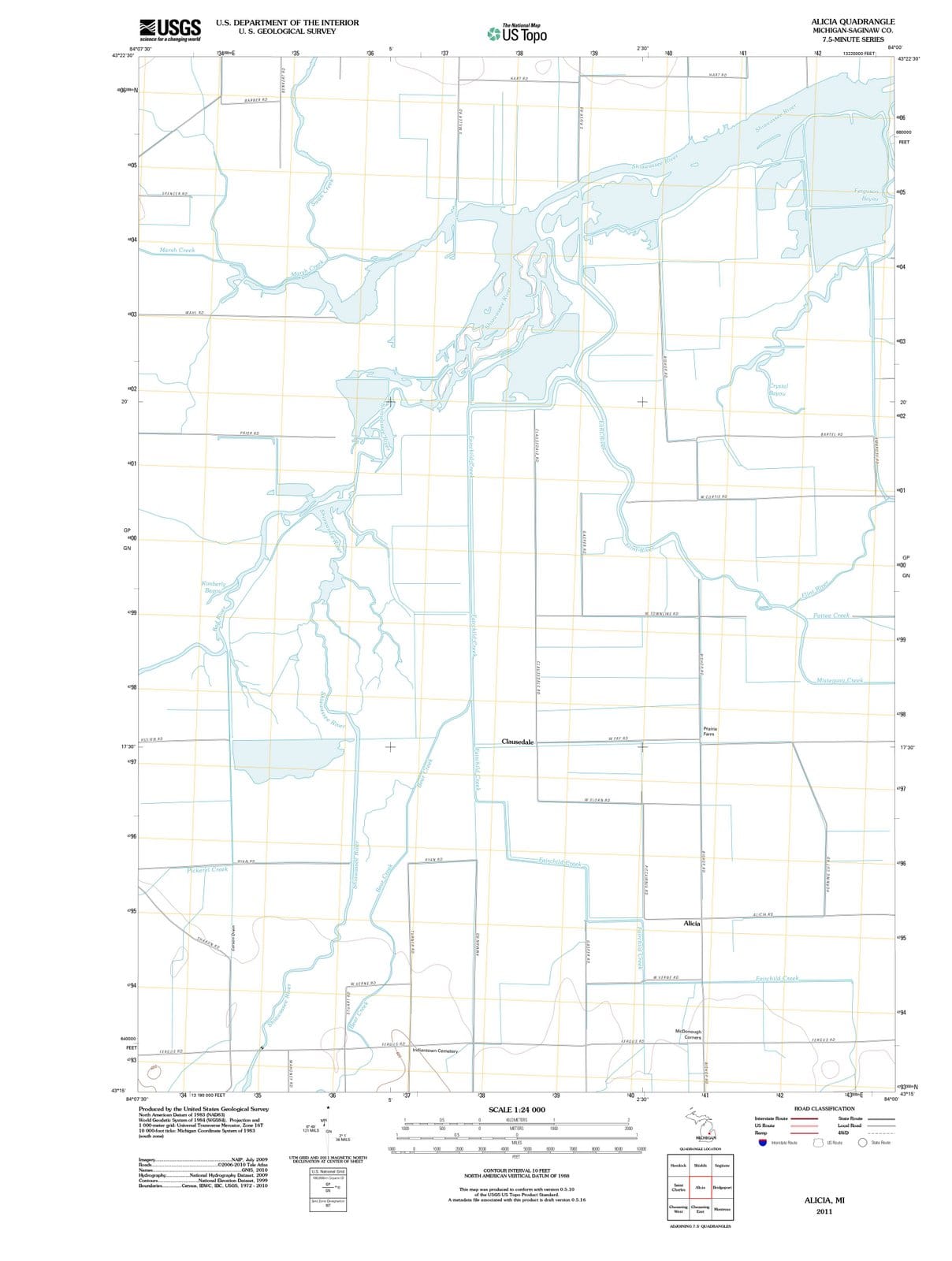 2011 Alicia, MI - Michigan - USGS Topographic Map