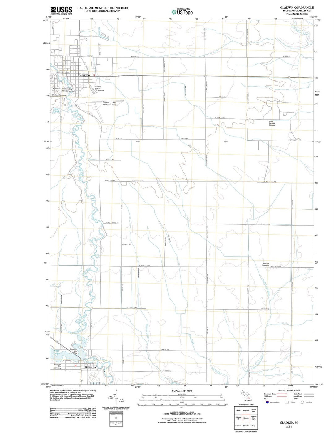 2011 Gladwin, MI - Michigan - USGS Topographic Map
