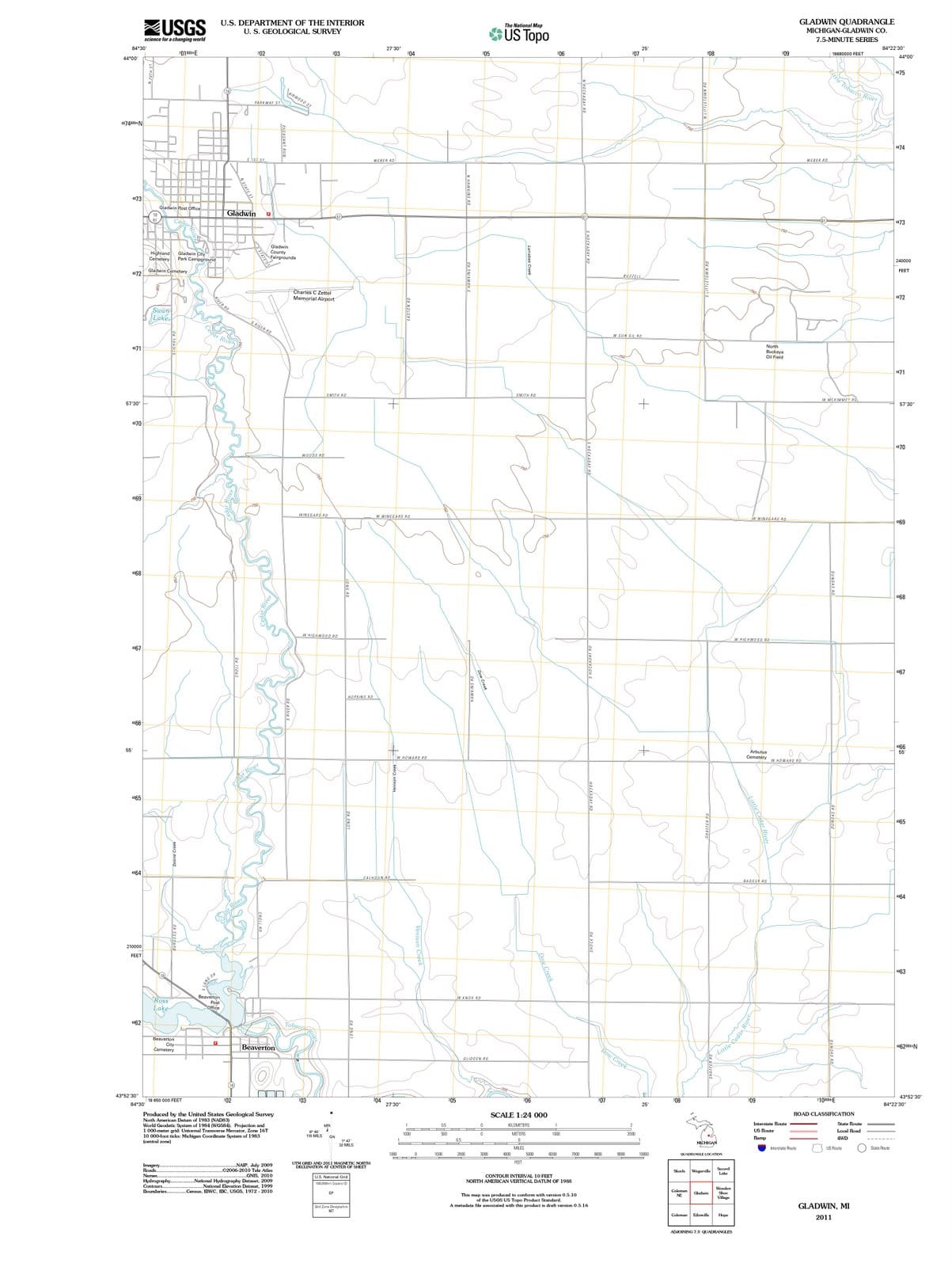 2011 Gladwin, MI - Michigan - USGS Topographic Map