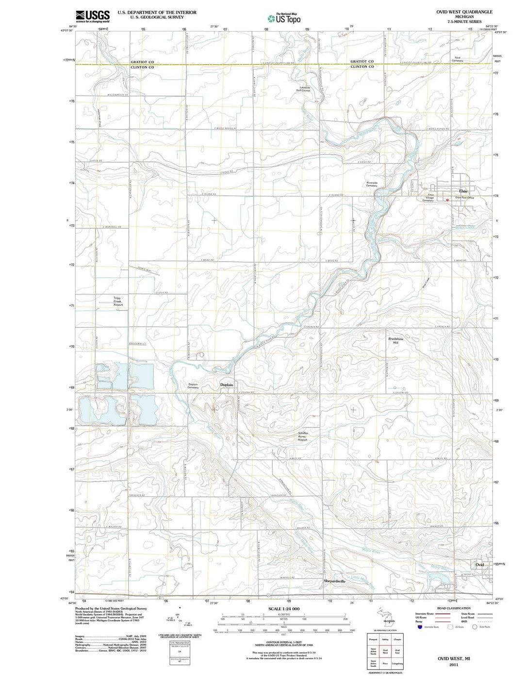 2011 Ovid West, MI - Michigan - USGS Topographic Map