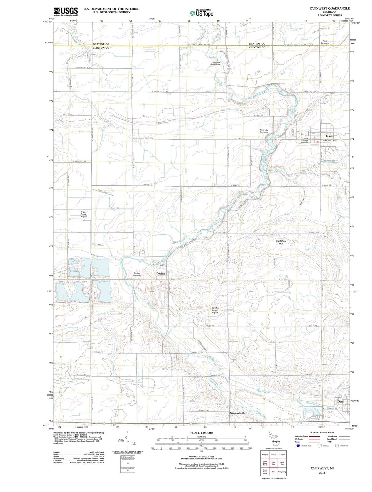 2011 Ovid West, MI - Michigan - USGS Topographic Map