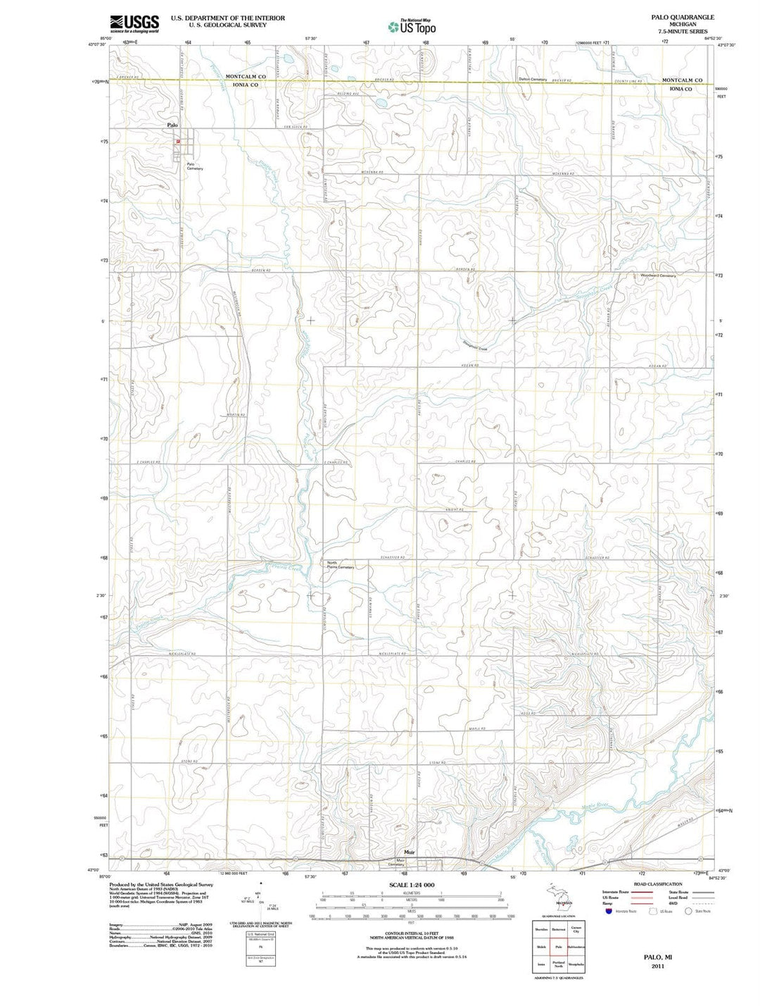 2011 Palo, MI - Michigan - USGS Topographic Map