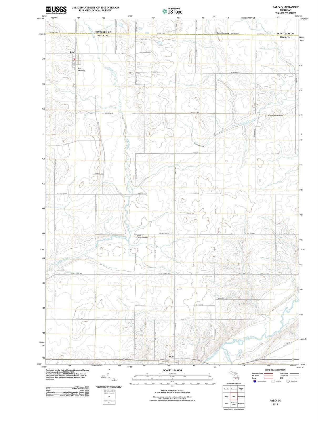 2011 Palo, MI - Michigan - USGS Topographic Map