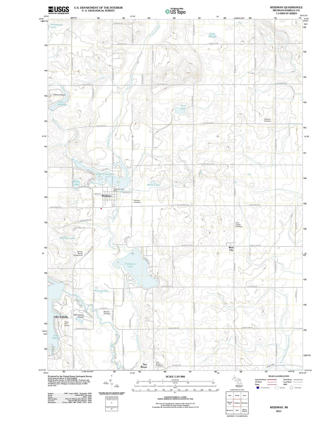 2011 Weidman, MI - Michigan - USGS Topographic Map