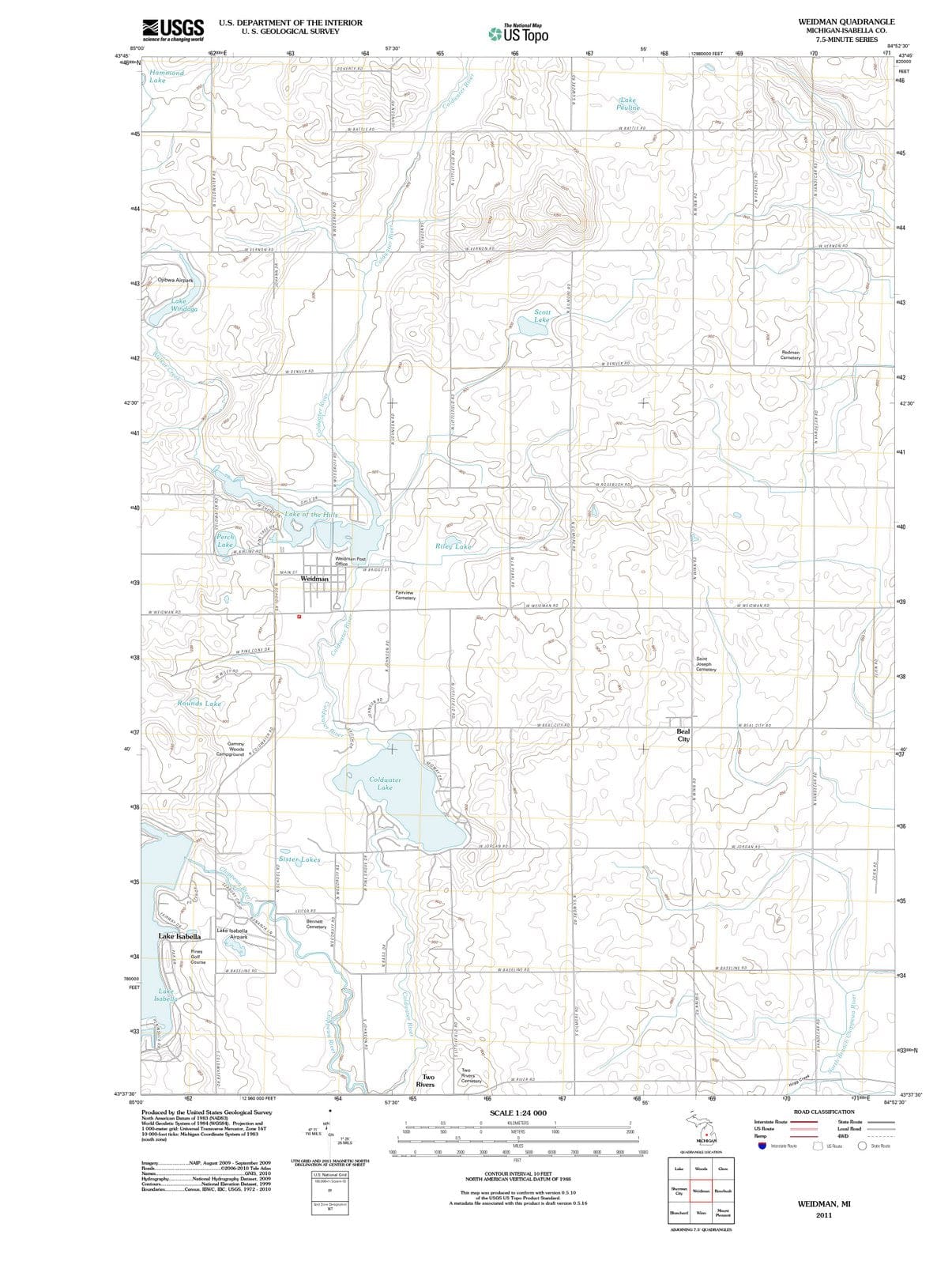 2011 Weidman, MI - Michigan - USGS Topographic Map