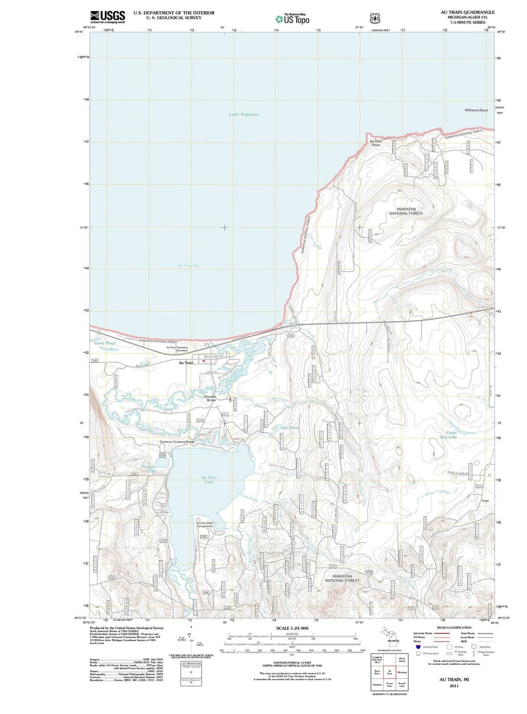 2011 Au Train, MI - Michigan - USGS Topographic Map