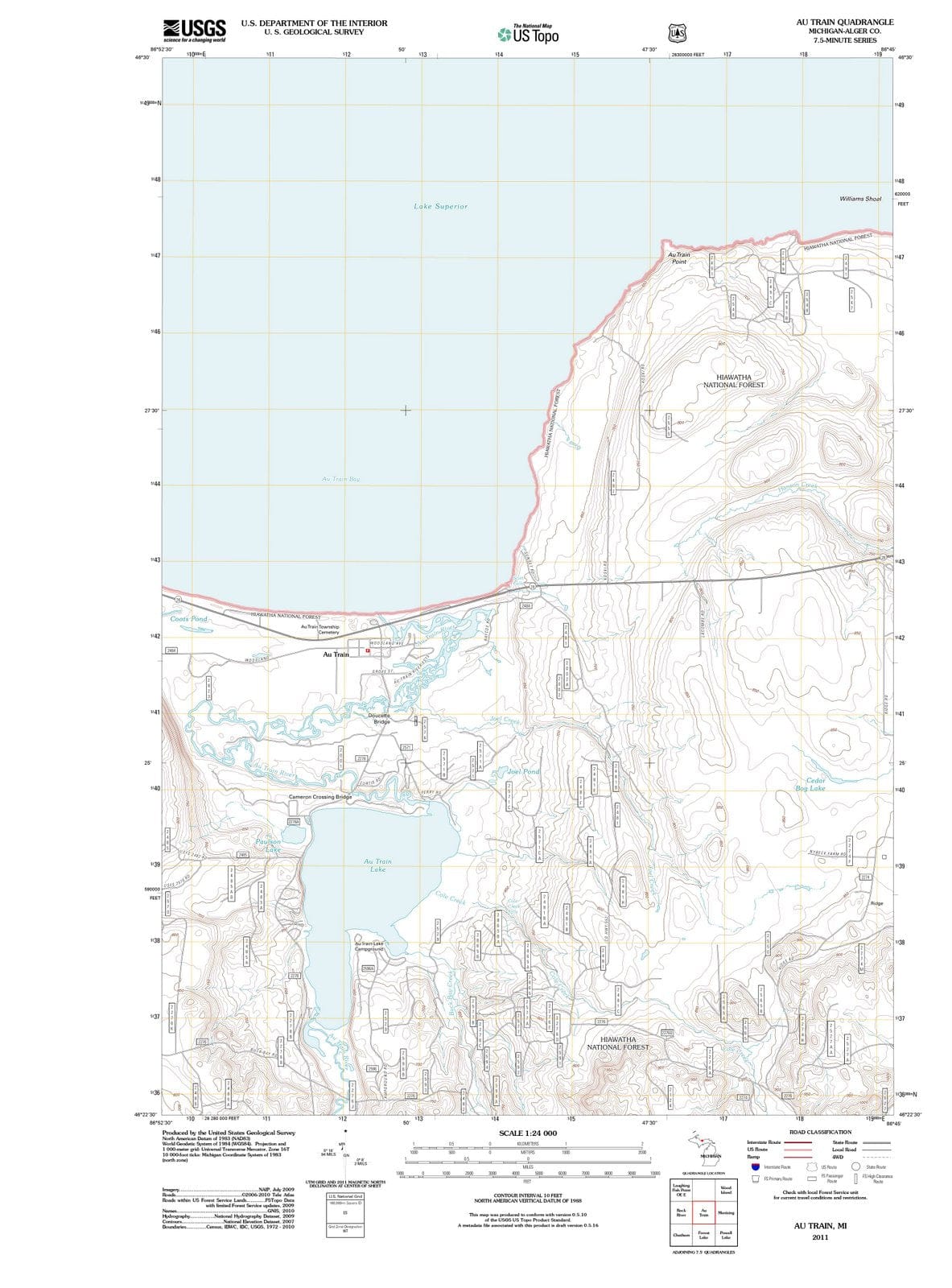 2011 Au Train, MI - Michigan - USGS Topographic Map