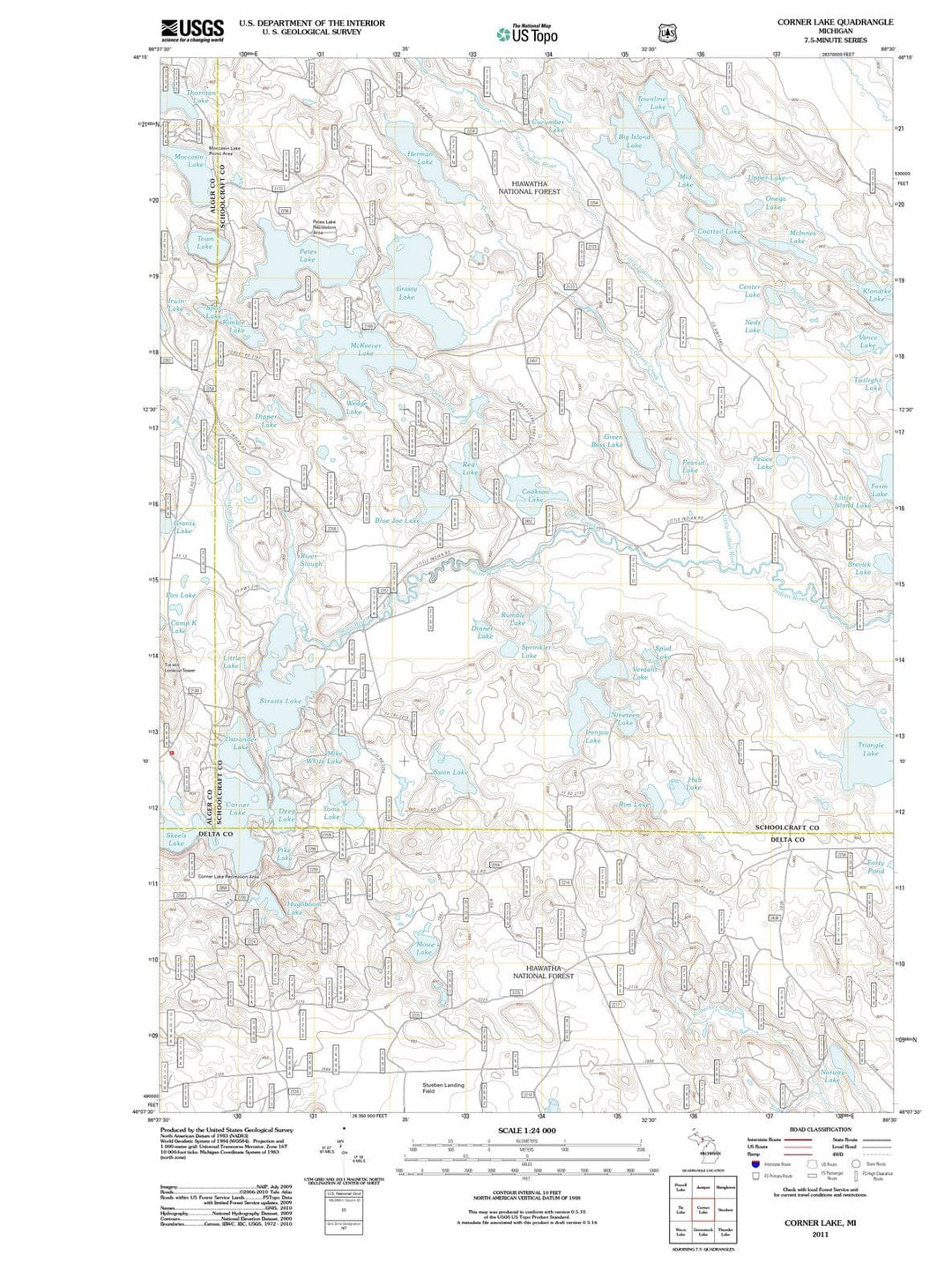 2011 Corner Lake, MI - Michigan - USGS Topographic Map