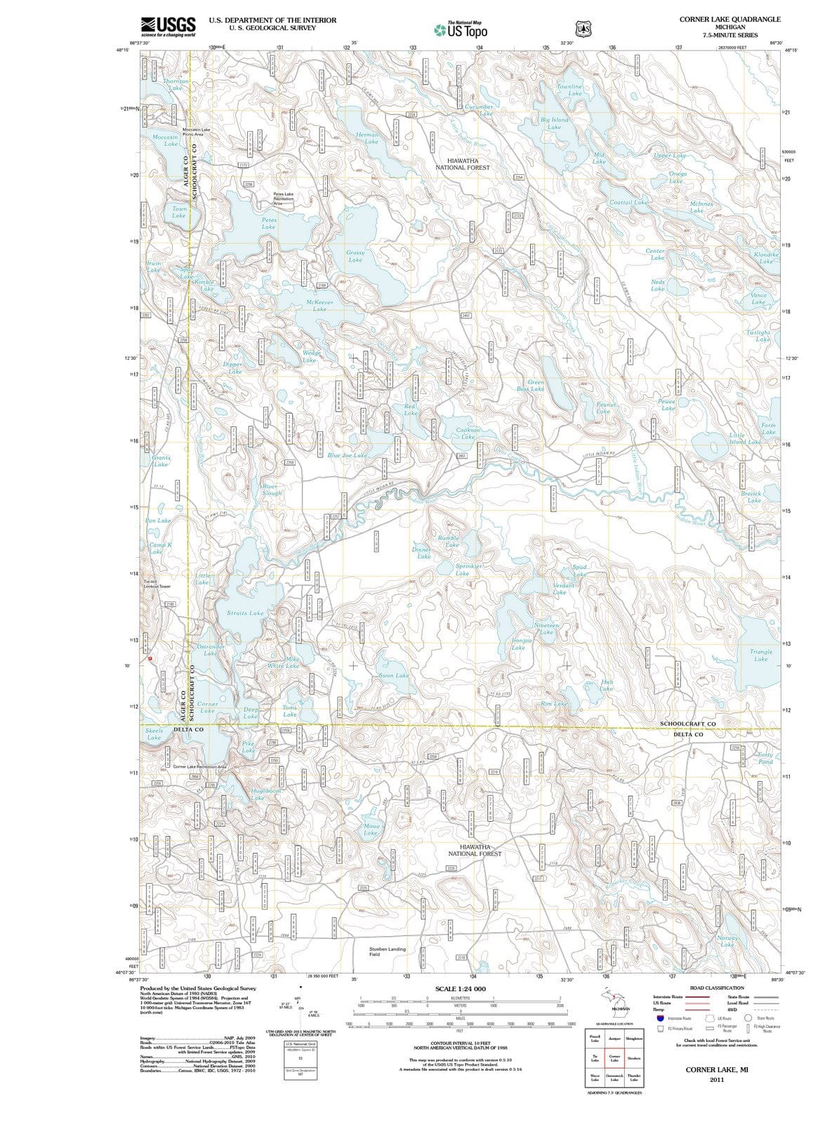 2011 Corner Lake, MI - Michigan - USGS Topographic Map