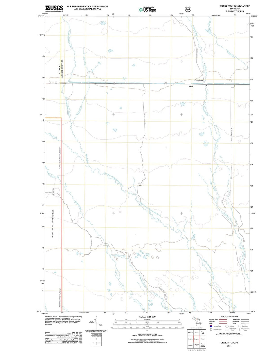 2011 Creighton, MI - Michigan - USGS Topographic Map