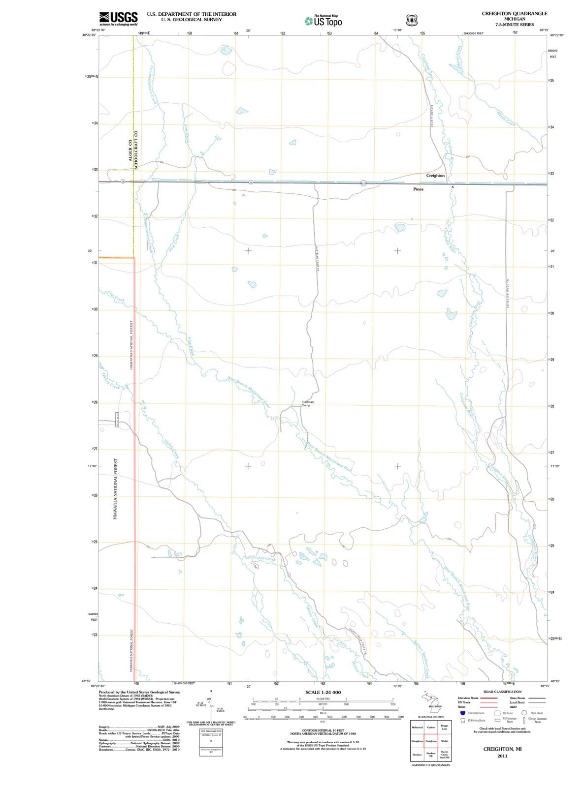 2011 Creighton, MI - Michigan - USGS Topographic Map
