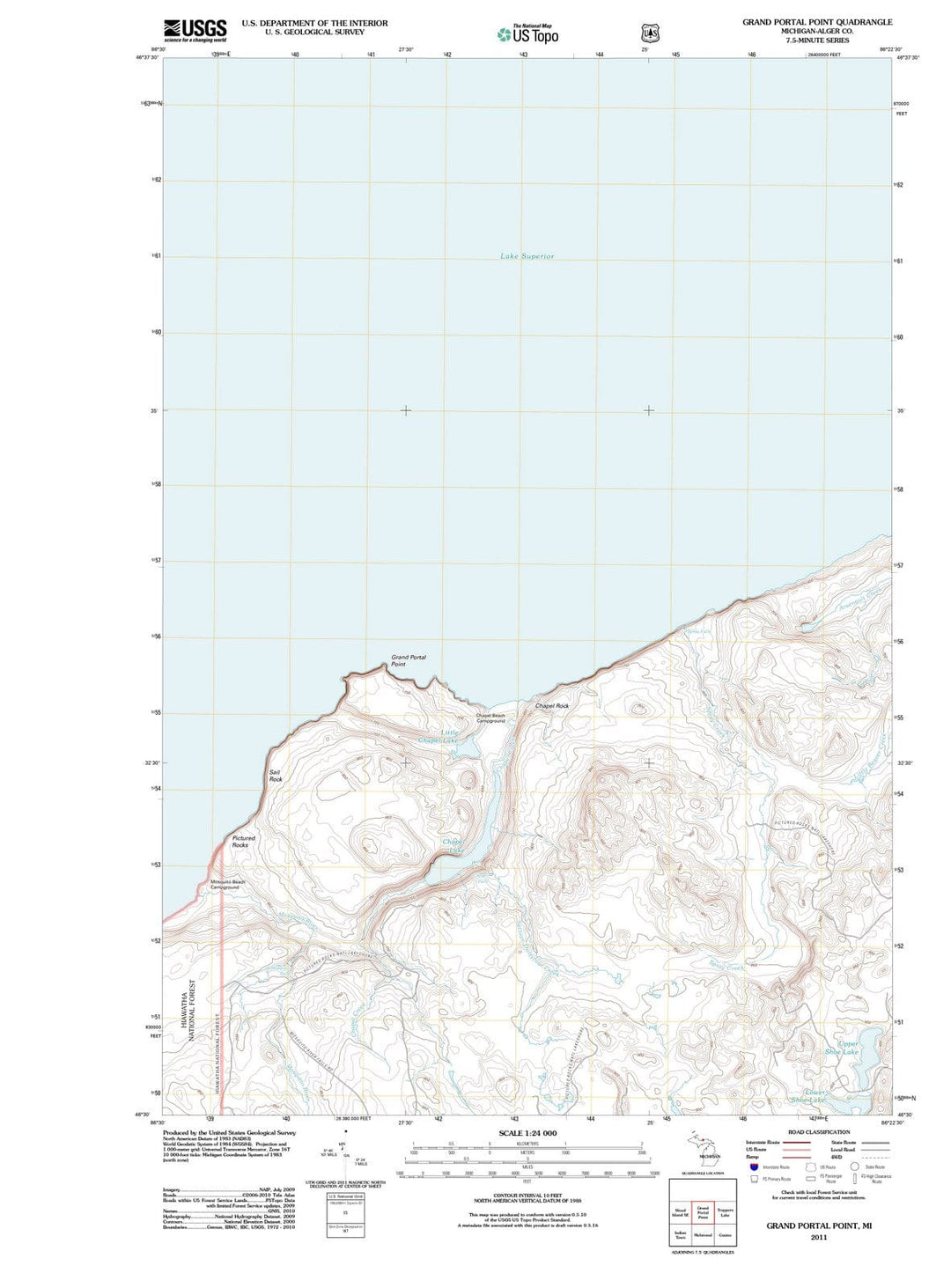 2011 Grand Portal Point, MI - Michigan - USGS Topographic Map