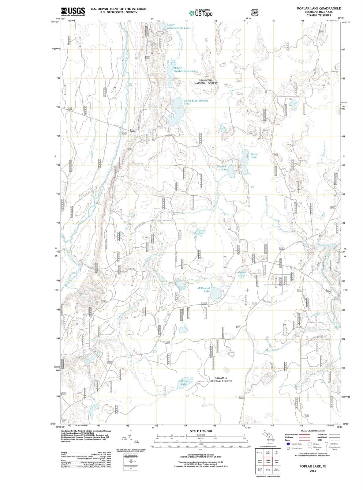 2011 Poplar Lake, MI - Michigan - USGS Topographic Map