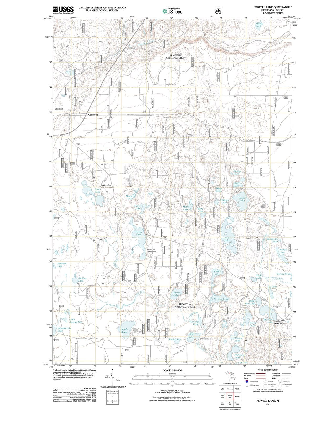 2011 Powell Lake, MI - Michigan - USGS Topographic Map