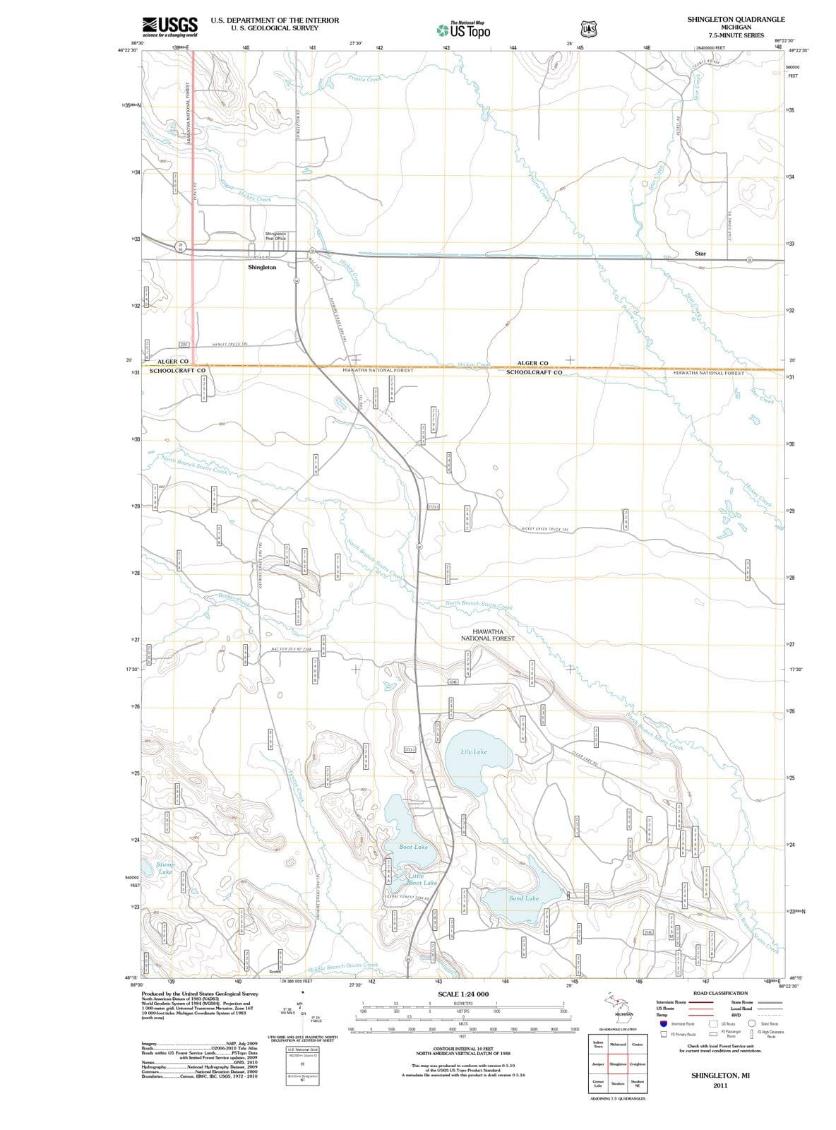 2011 Shingleton, MI - Michigan - USGS Topographic Map