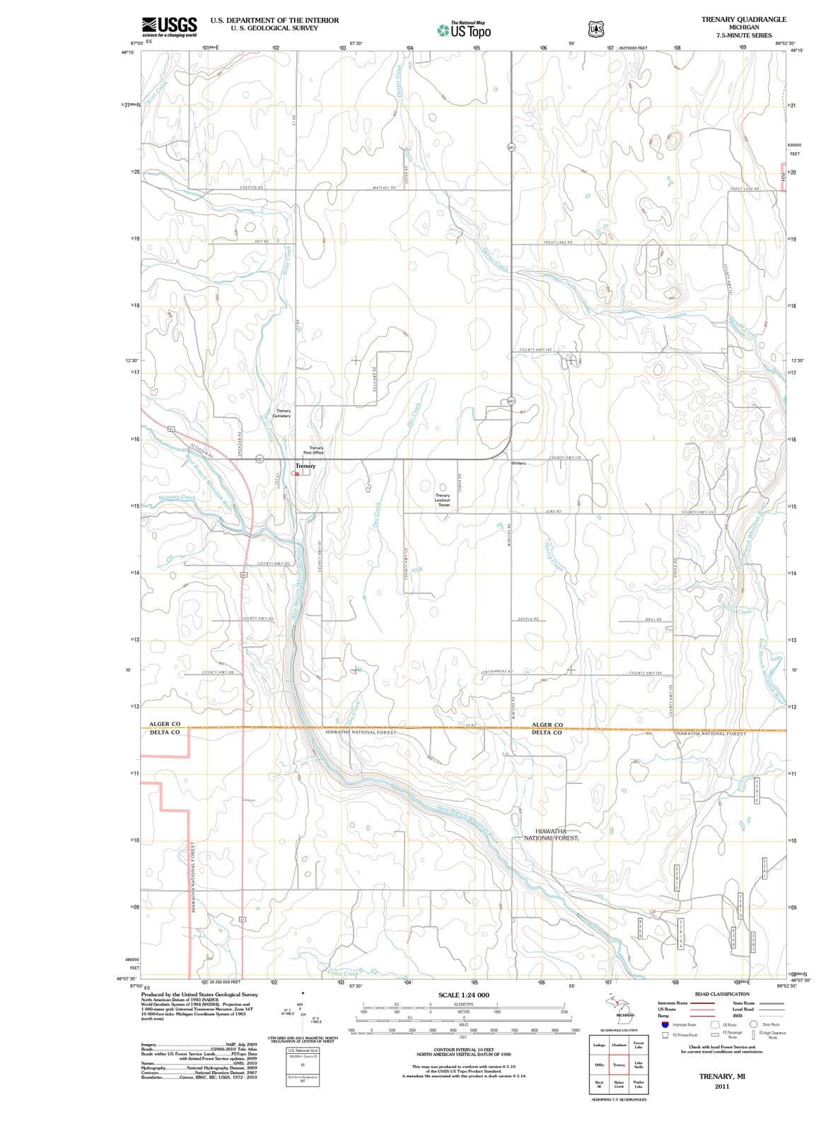 2011 Trenary, MI - Michigan - USGS Topographic Map