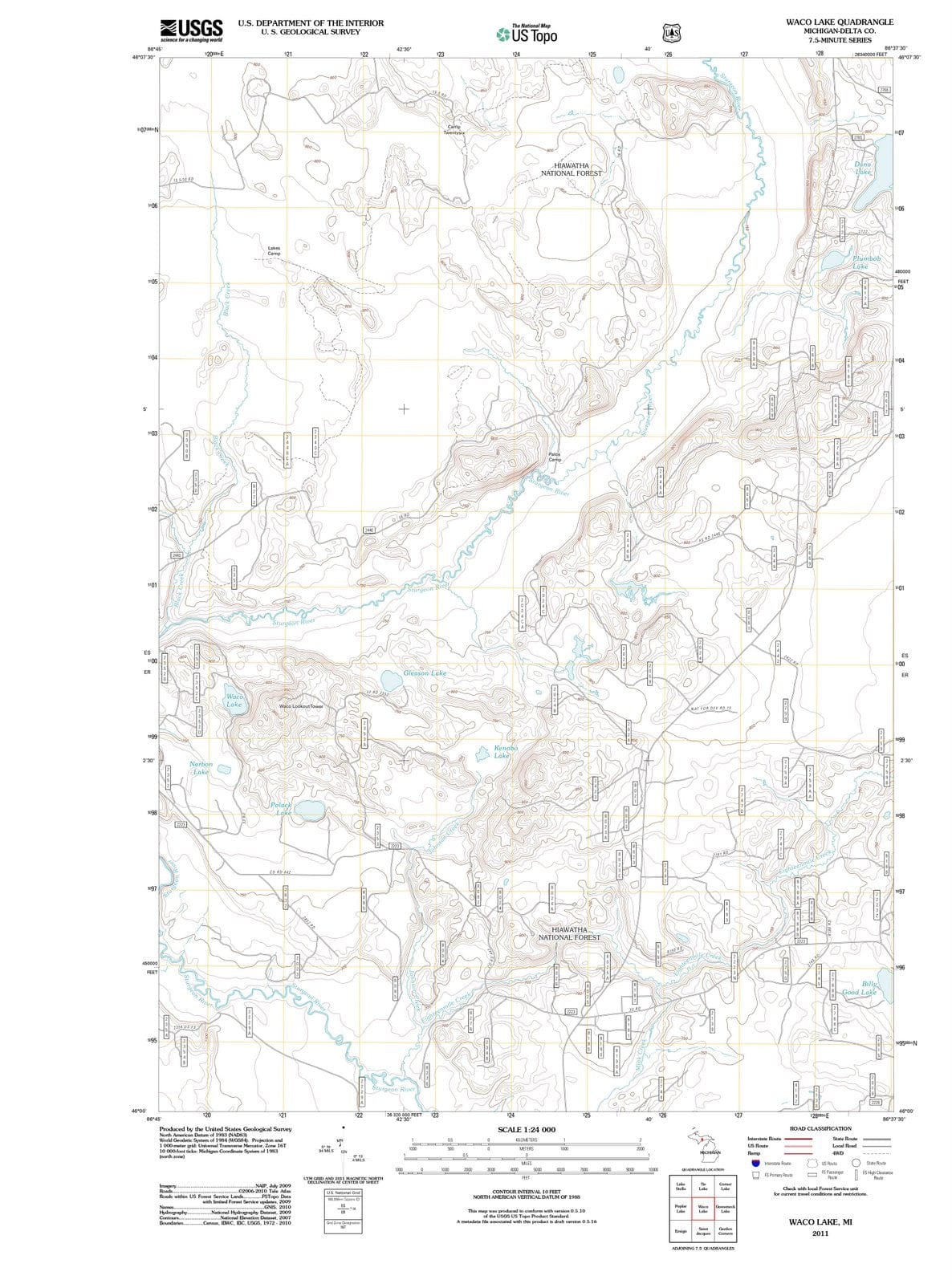 2011 Waco Lake, MI - Michigan - USGS Topographic Map