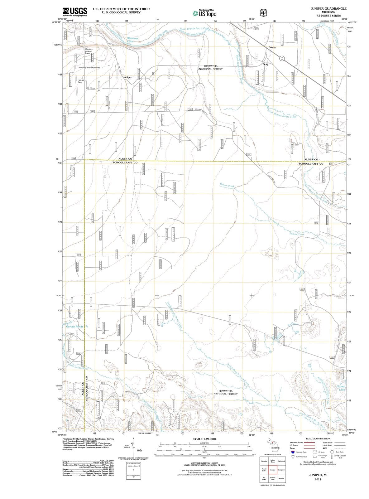 2011 Juniper, MI - Michigan - USGS Topographic Map