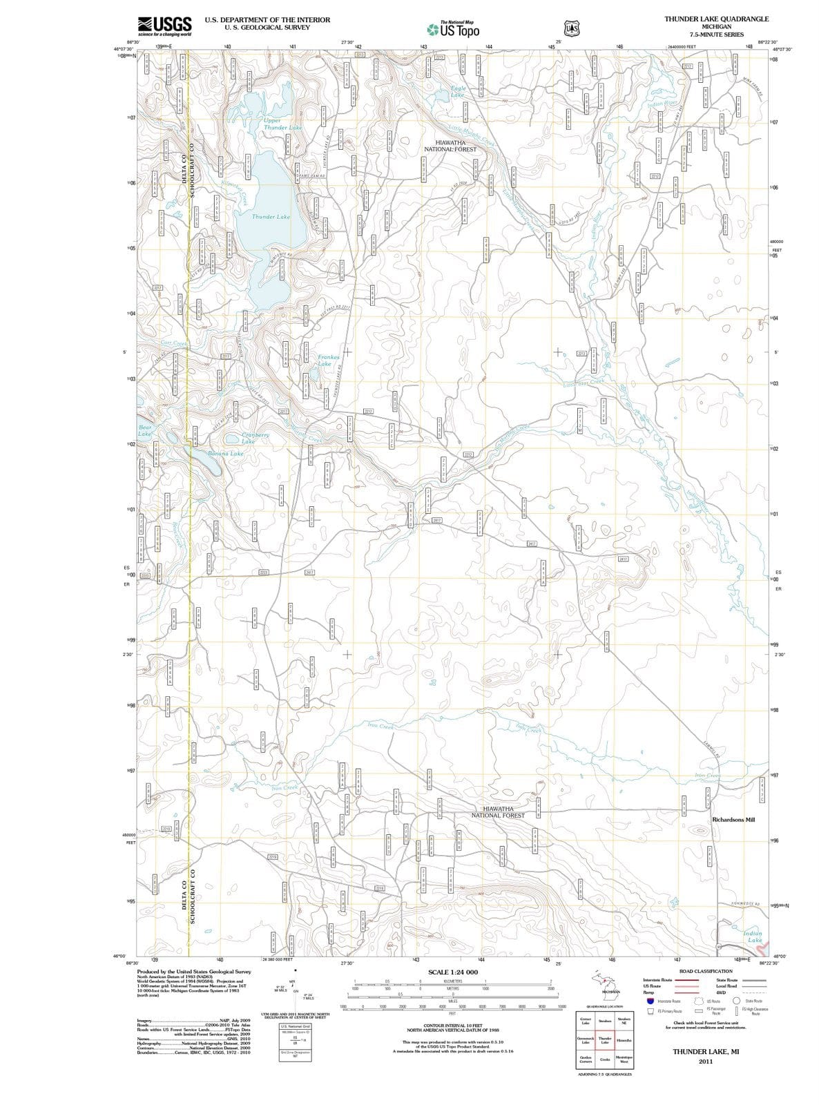 2011 Thunder Lake, MI - Michigan - USGS Topographic Map