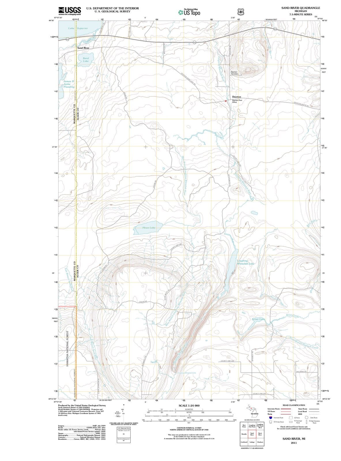 2011 Sand River, MI - Michigan - USGS Topographic Map