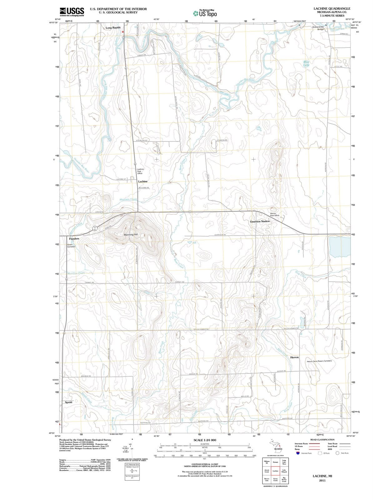 2011 Lachine, MI - Michigan - USGS Topographic Map