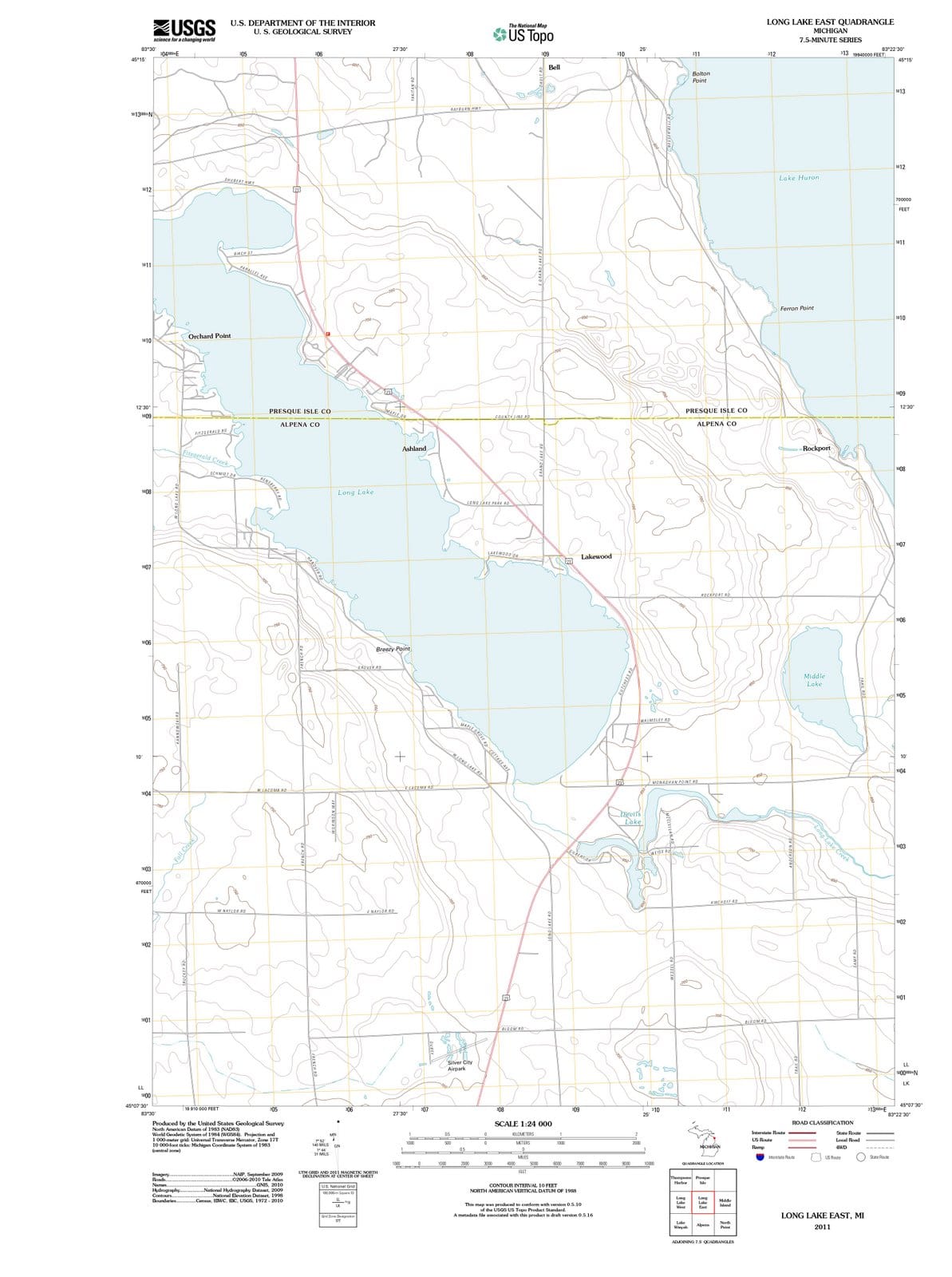 2011 Long Lake East, MI - Michigan - USGS Topographic Map