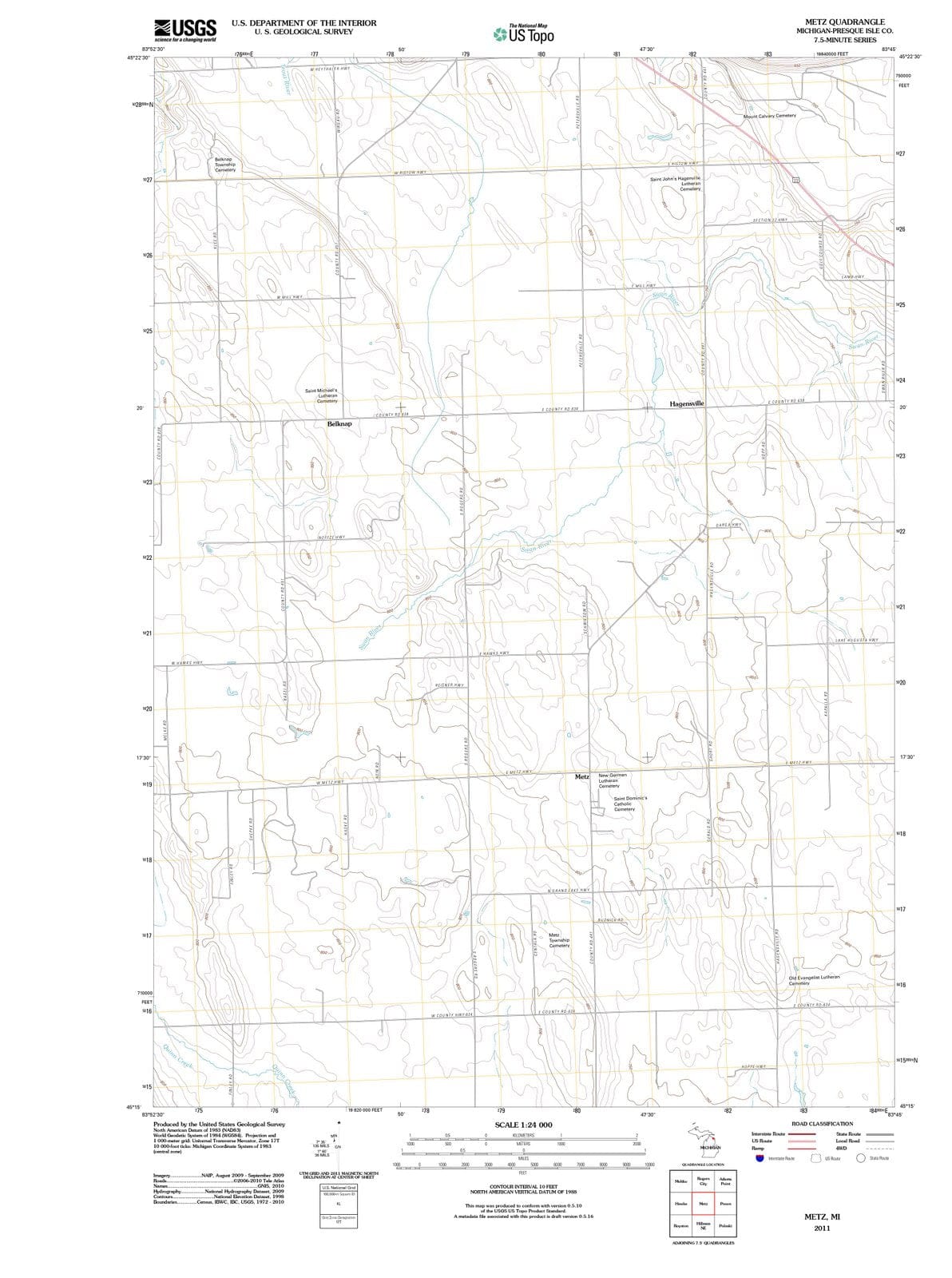 2011 Metz, MI - Michigan - USGS Topographic Map