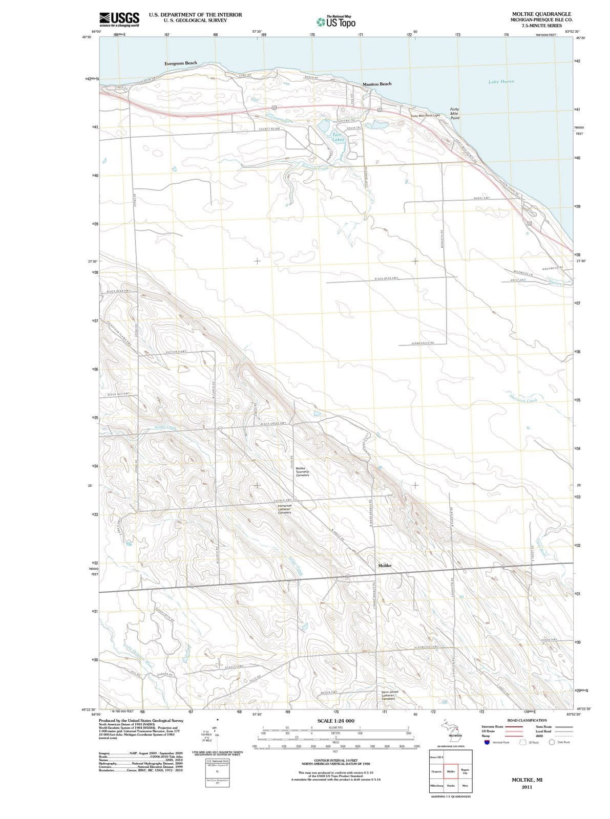 2011 Moltke, MI - Michigan - USGS Topographic Map
