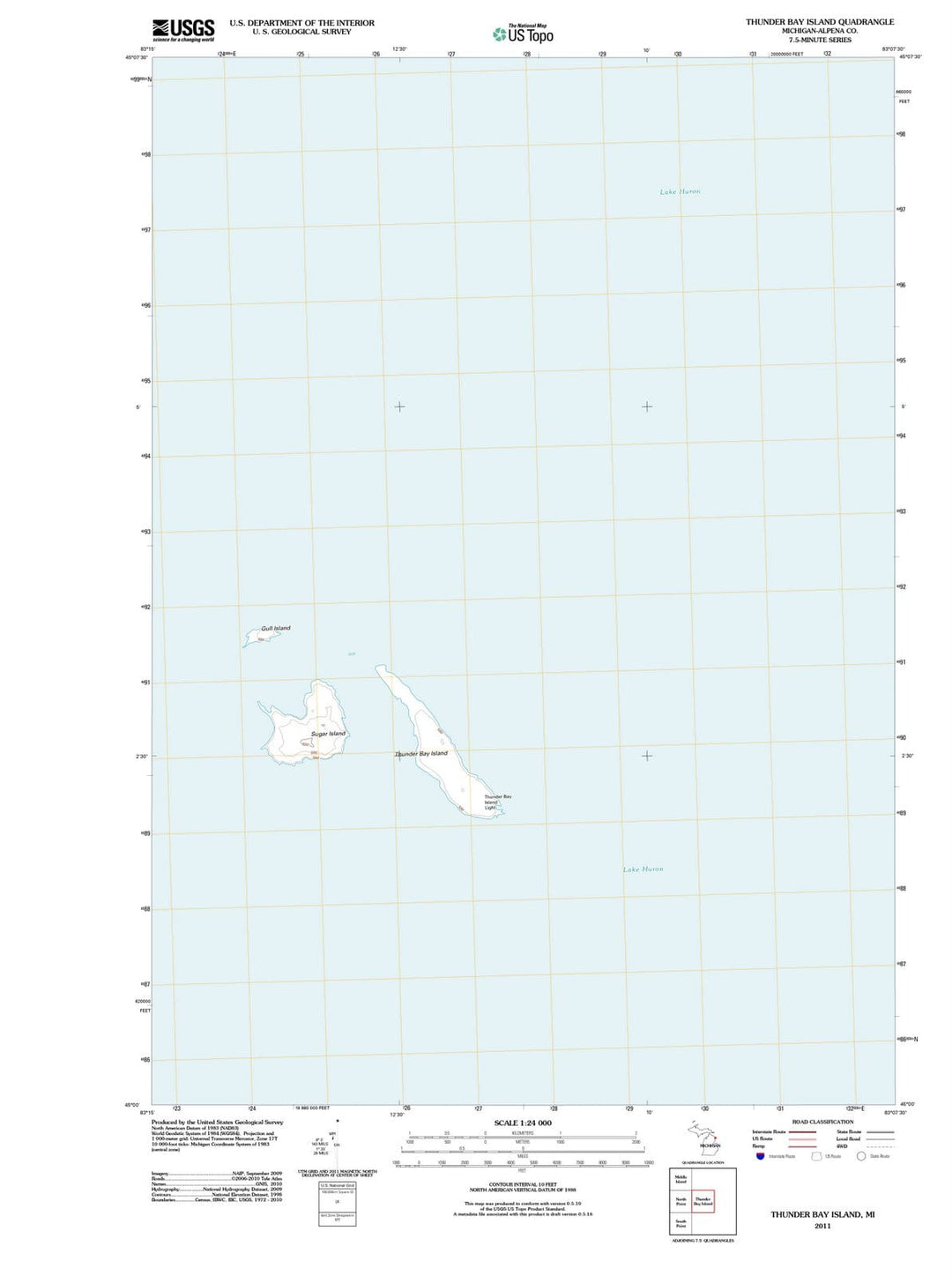 2011 Thunder Bay Island, MI - Michigan - USGS Topographic Map
