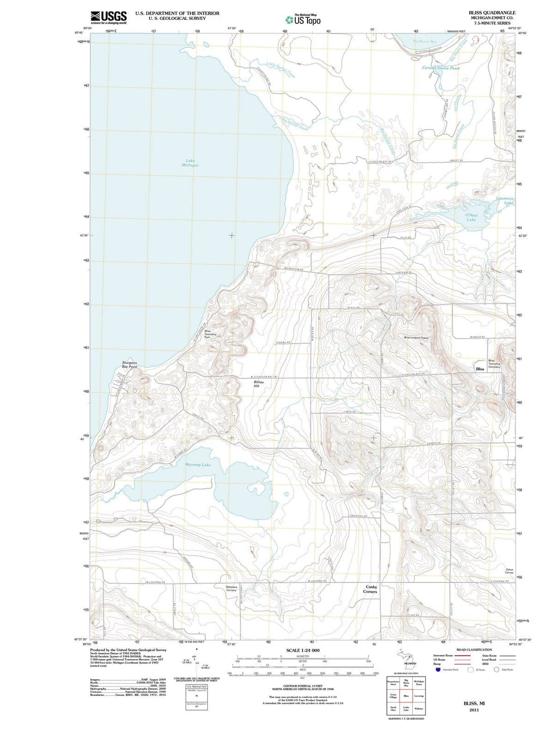 2011 Bliss, MI - Michigan - USGS Topographic Map