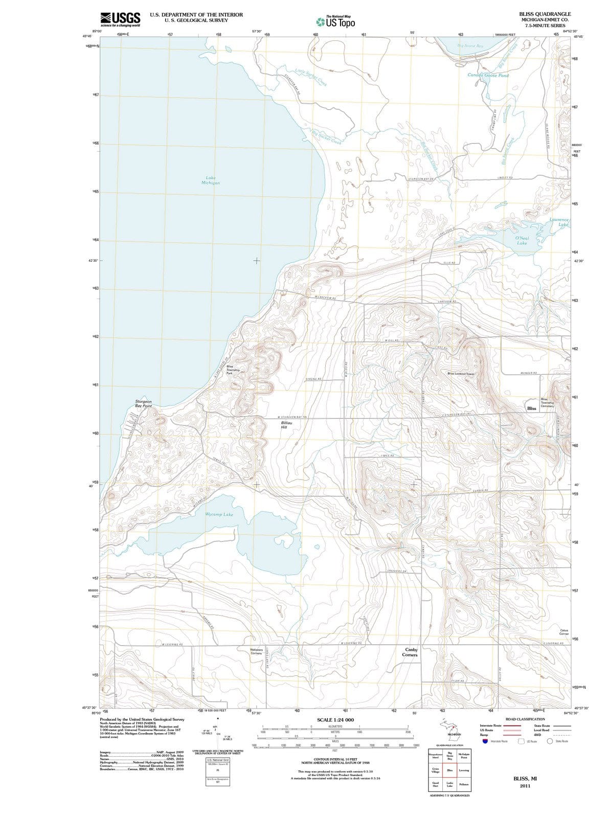 2011 Bliss, MI - Michigan - USGS Topographic Map