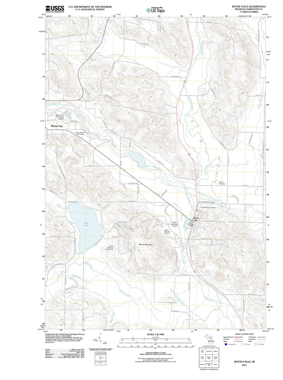 2011 Boyne Falls, MI - Michigan - USGS Topographic Map